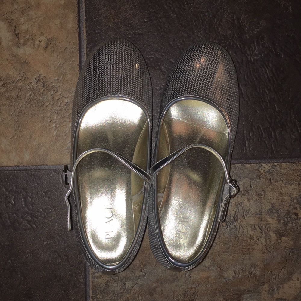 Sparkly silver shoes.